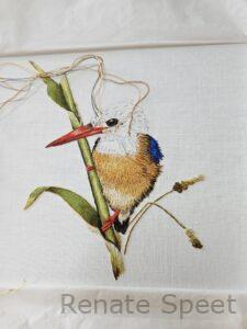 Stitching ‘Malachite’ by Trish Burr, a needle painting project